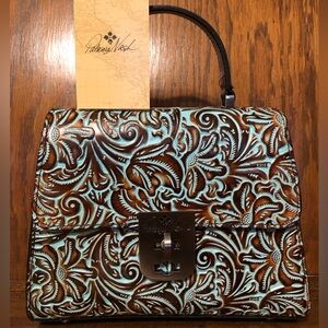 NWT-Patricia Nash-Tooled Turquoise-Chauny Top Handle Satchel/Crossbody Bag-$199